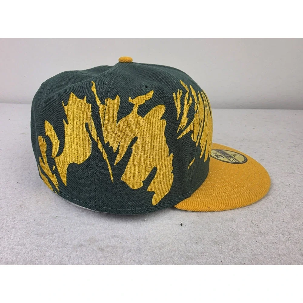 New Era Green Gold Oakland Athletics A's Retro Pattern 59FIFTY Fitted‎ Hat 7 5/8